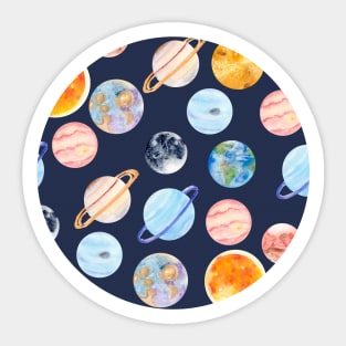 Planets | Watercolor | Navy Texture Sticker